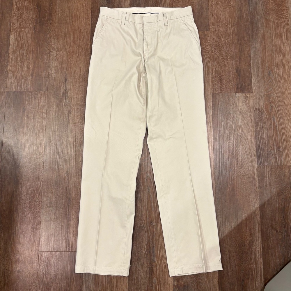 Perry Ellis Cottons 32x34 Beige Tan‎ Chino Pants Straight Leg Flat Front Cotton